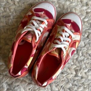 Coach Red and Pink Canvas Sneakers